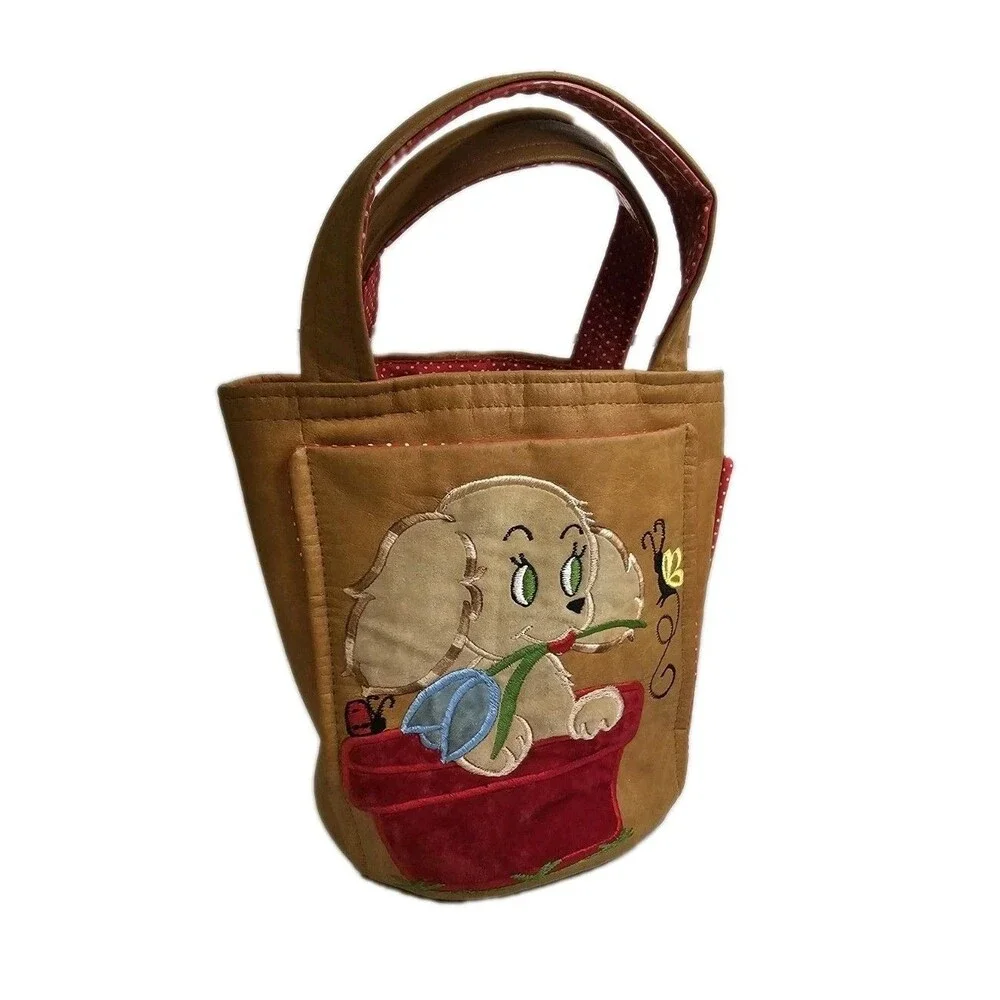 Vintage Handmade Dog Applique Tote Bag Bags By T.J. Sheffield Alabama Folk...